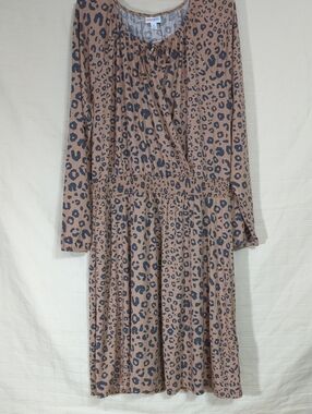 LuLaRoe Jody Leopard Print Long Sleeve Midi Dress in Brown